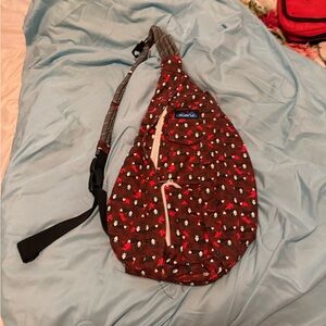 KAVU Women's Red and White Floral Backpack